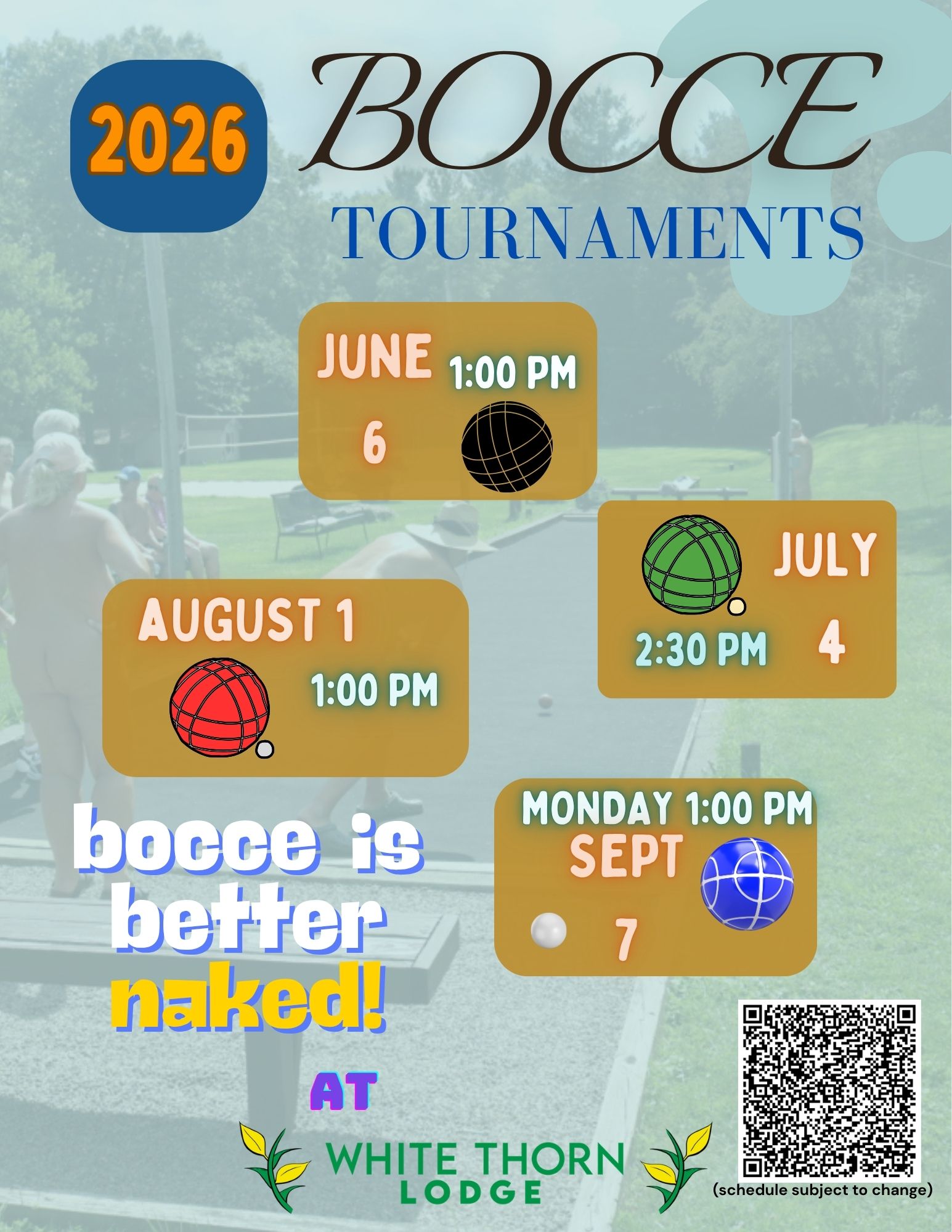 Bocce schedule 2026