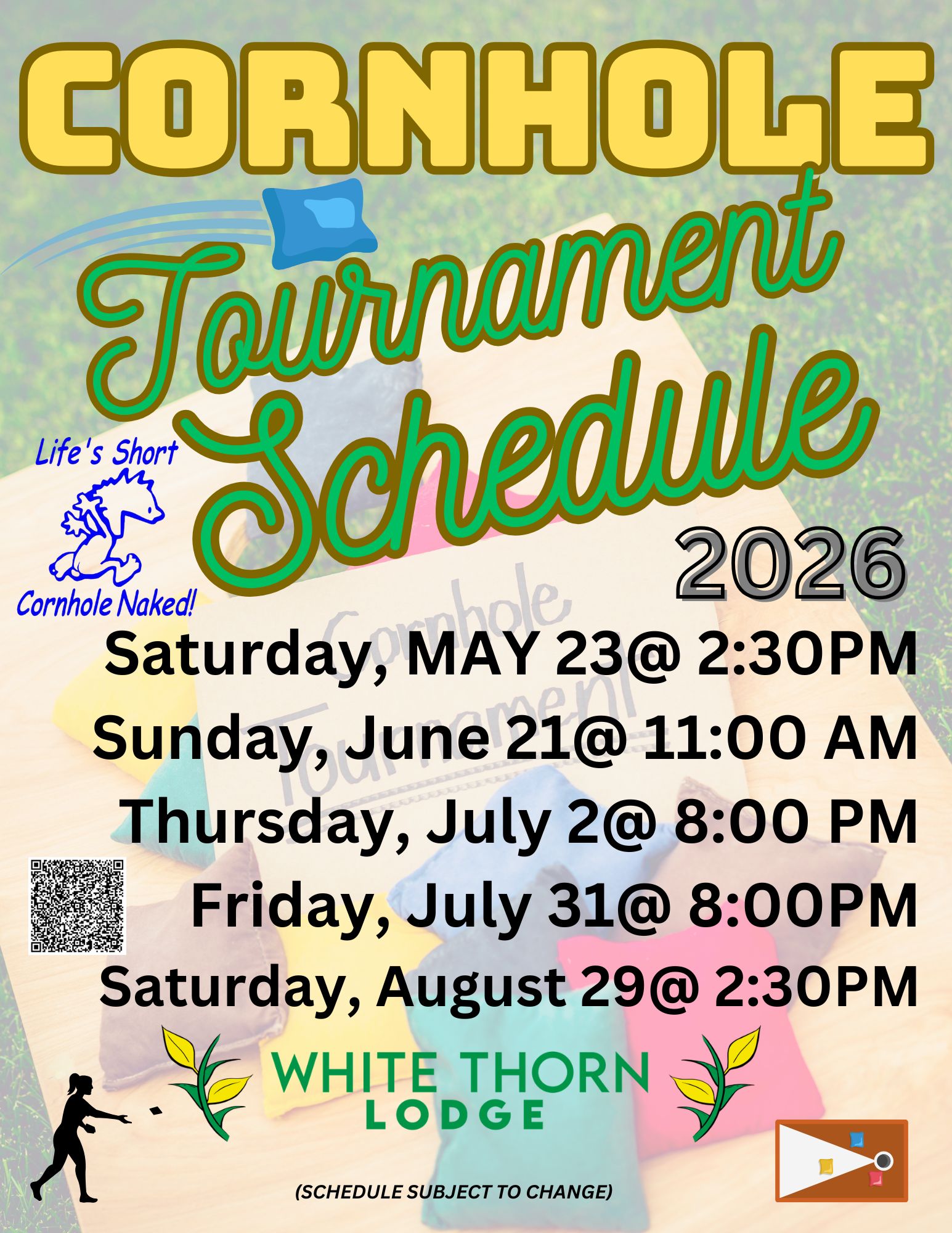 Cornhole schedule 2026