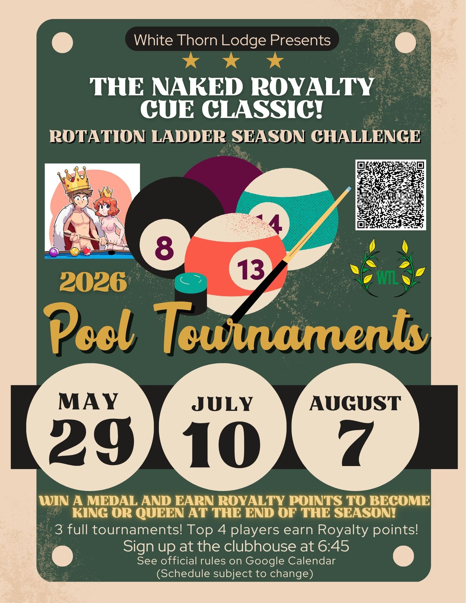 WTL Pool tourneys 2026